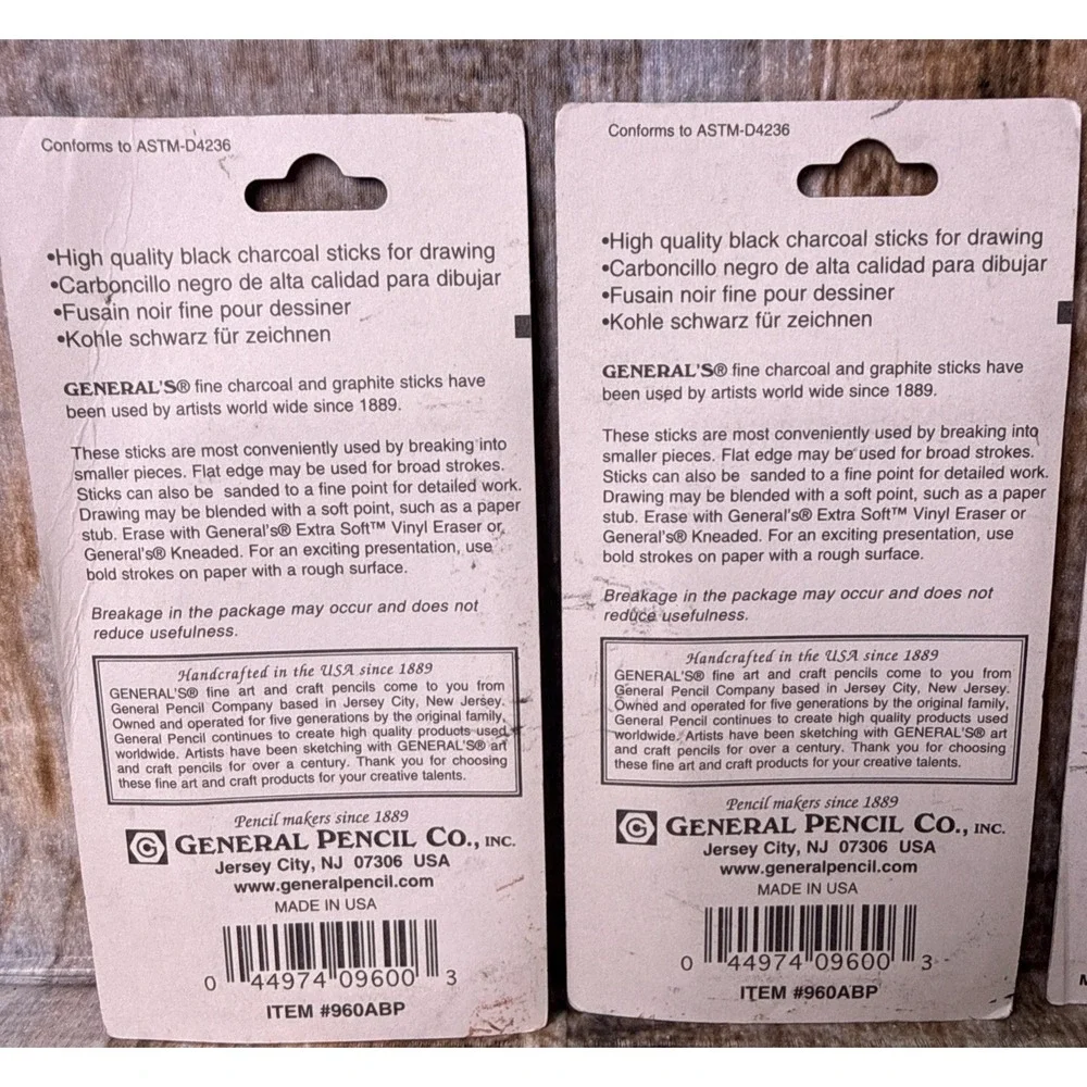 2 General Pencil 960ABP Generals Jumbo Charcoal/#957A-BP/#958-BP White